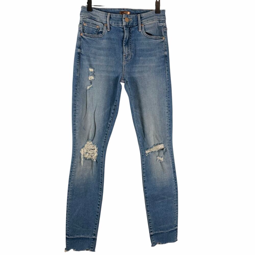 MOTHER High Waisted Looker Ankle Chew Jeans Push The Envelope Distressed Sz 25